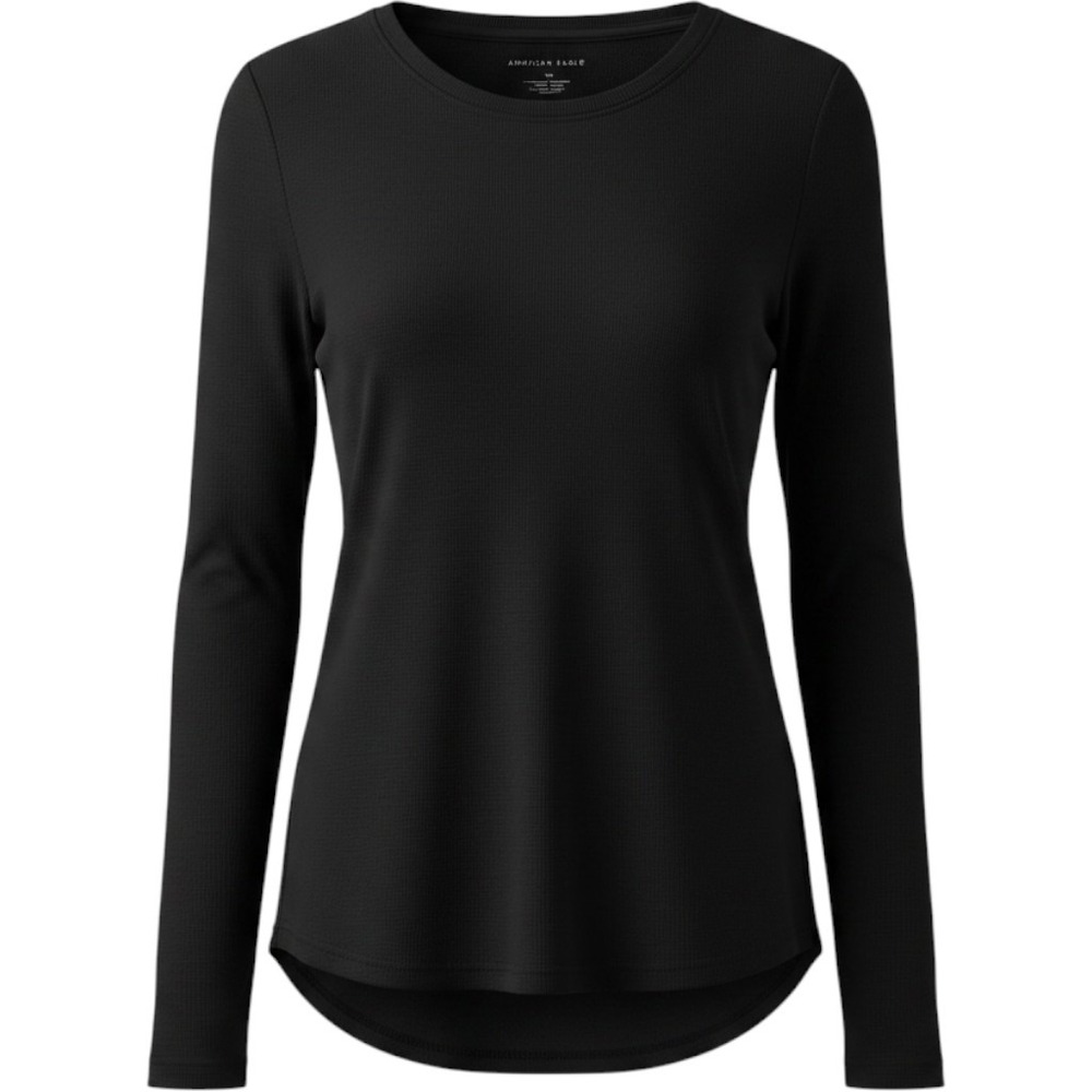 American Eagle Soft & Sexy Plush Black Long Sleeve Top Size Medium